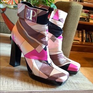 Emilio Pucci Silk Printed Bootie